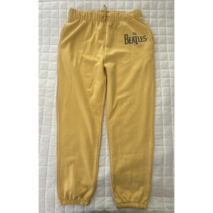 THE BEATLES Sweatpants Adult XL Mustard Yellow Hip Logo Drawstring Loungewear